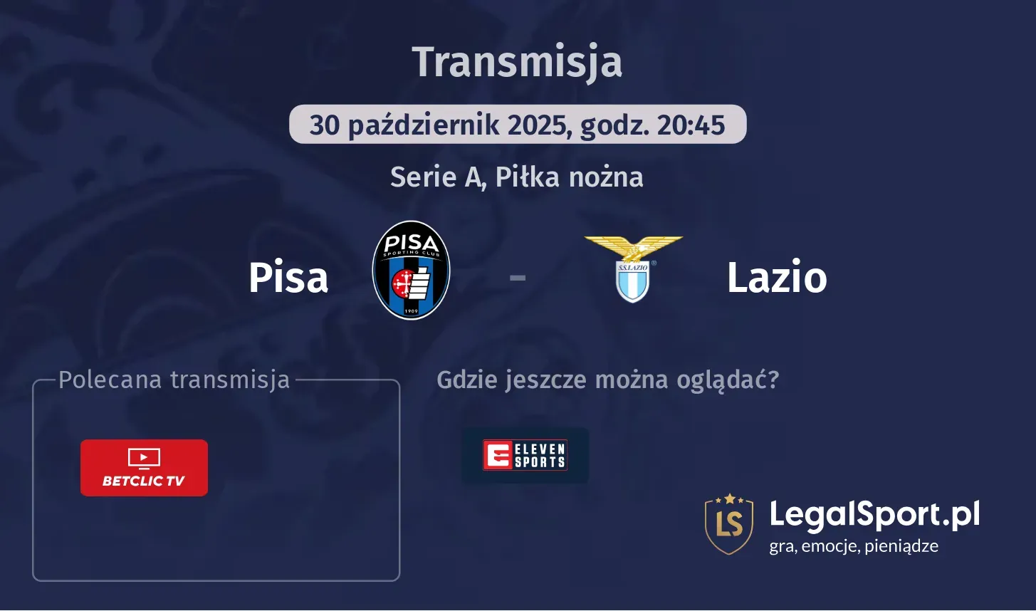 Pisa - Lazio Transmisje