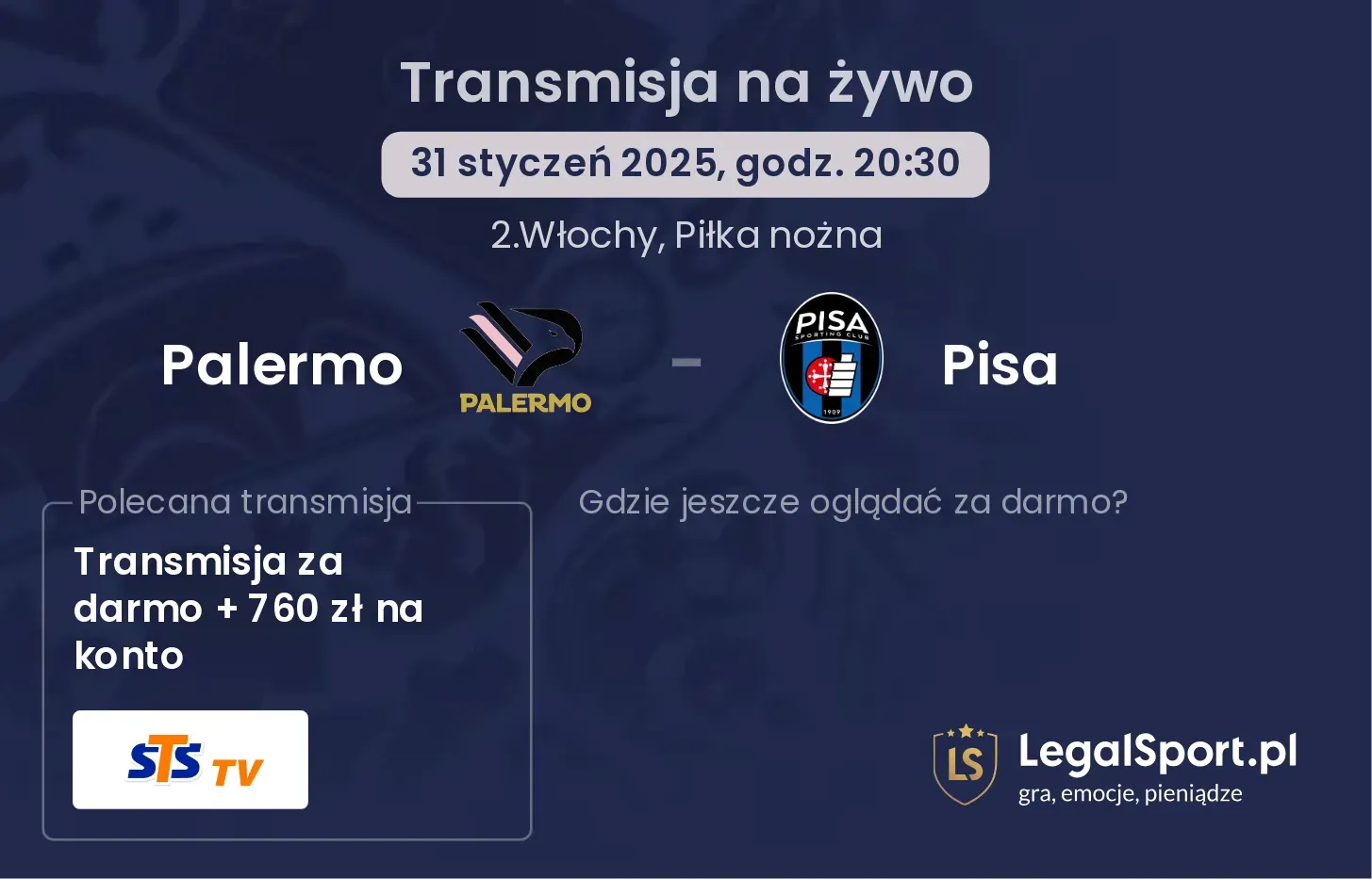 Palermo - Pisa gdzie oglądać?