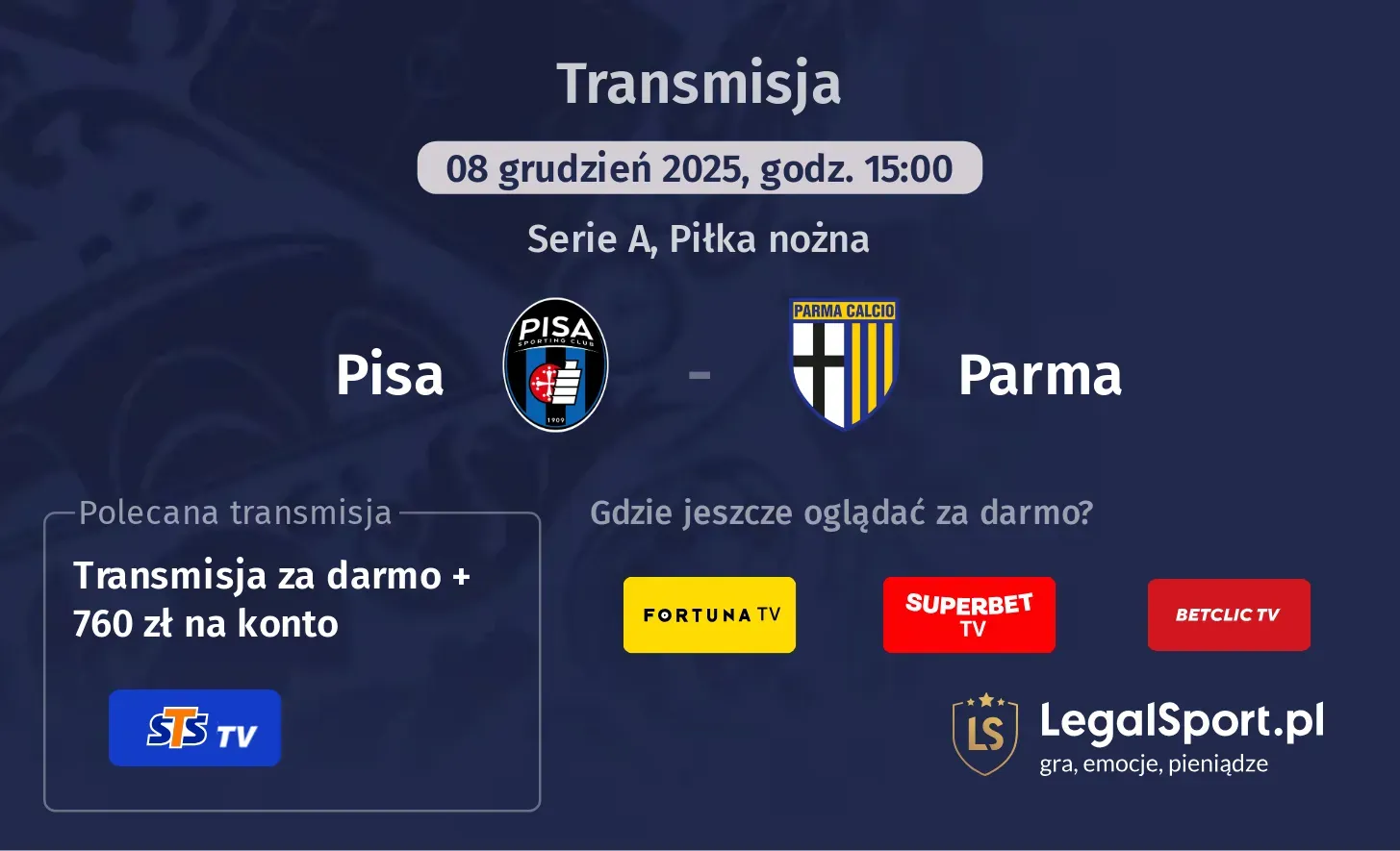 Pisa - Parma Transmisje