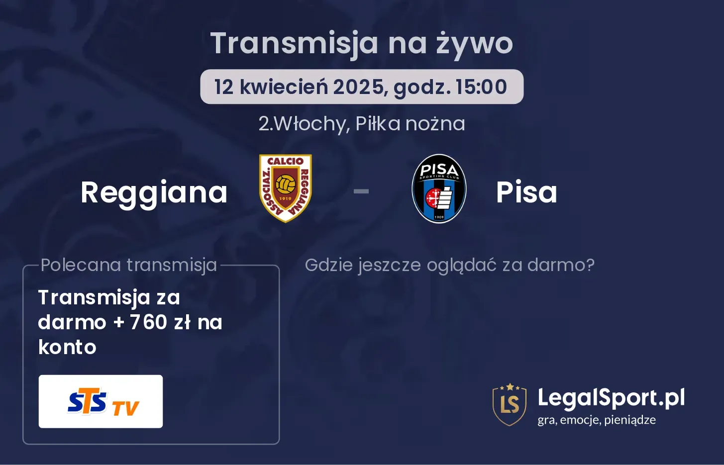 Reggiana - Pisa gdzie oglądać?