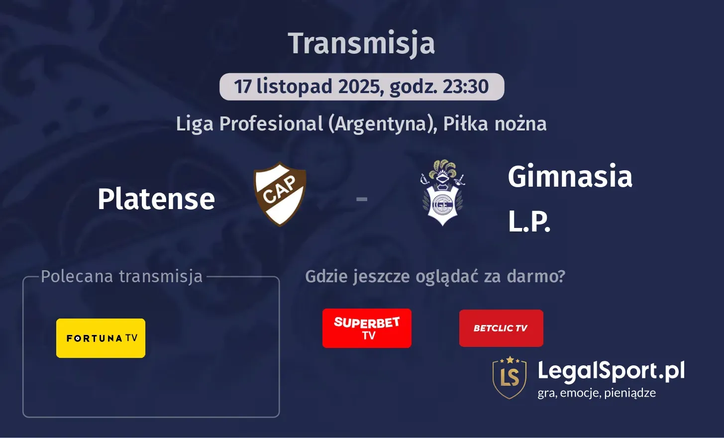 Platense - Gimnasia L.P. Transmisje