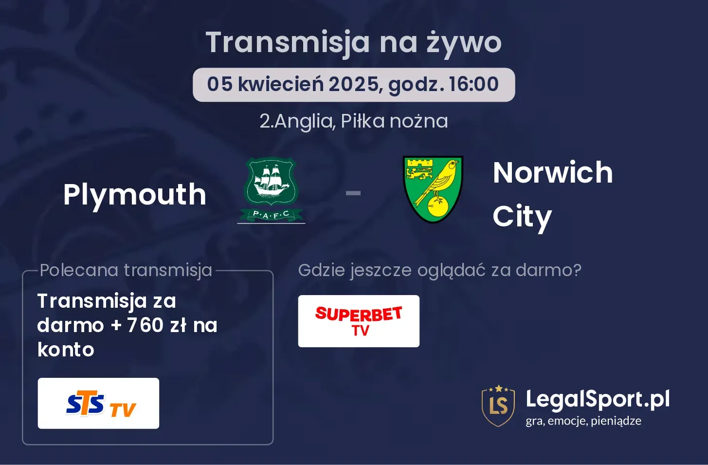 Plymouth - Norwich City gdzie oglądać transmisję?