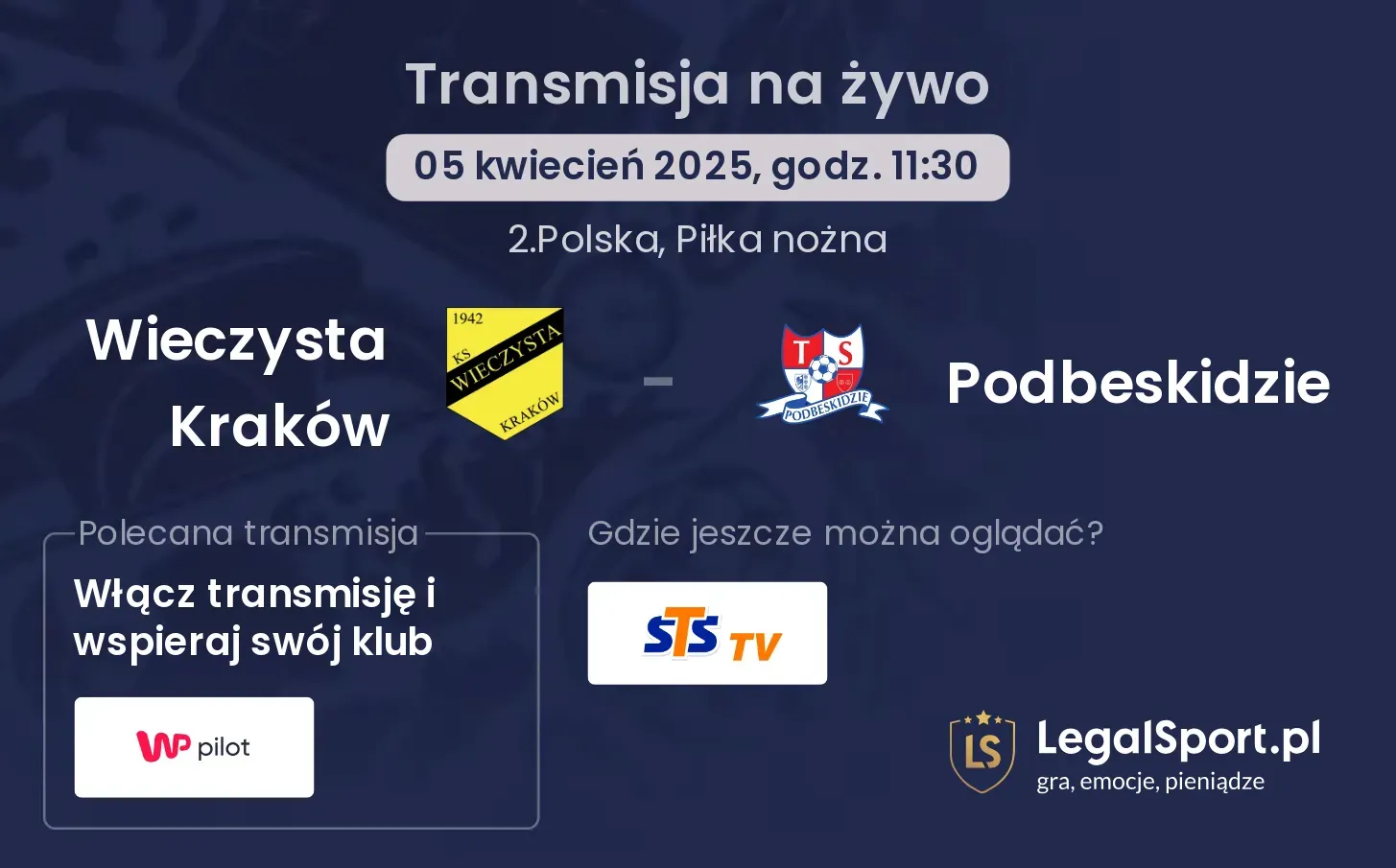 Wieczysta Kraków - Podbeskidzie gdzie oglądać?