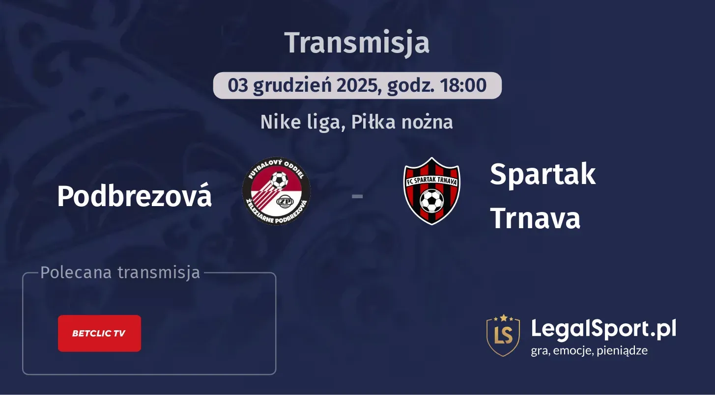 Podbrezová - Spartak Trnava Transmisje