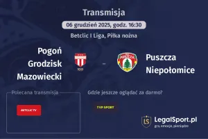 Pogoń Grodzisk Mazowiecki - Puszcza Niepołomice gdzie oglądać? (06.12)