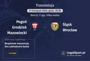 Pogoń Grodzisk Mazowiecki - Śląsk Wrocław gdzie oglądać? (21.11)