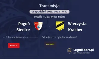 Pogoń Siedlce - Wieczysta Kraków gdzie oglądać? (06.12)