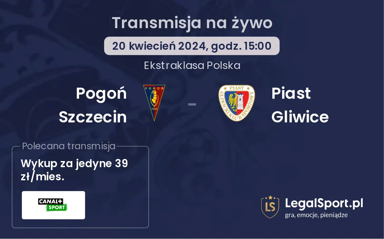 Pogoń Szczecin - Piast Gliwice transmisja na żywo