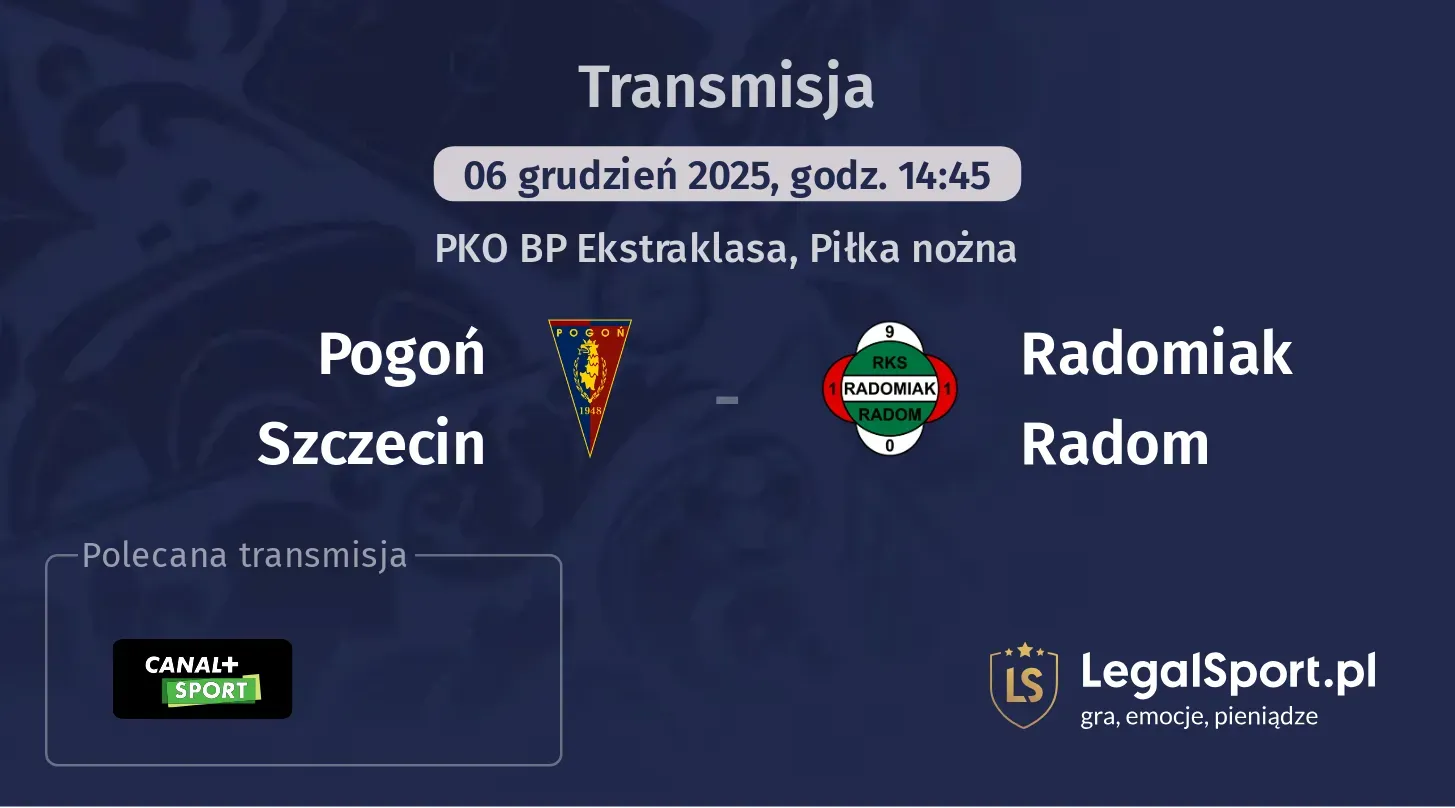 Pogoń Szczecin - Radomiak Radom Transmisje
