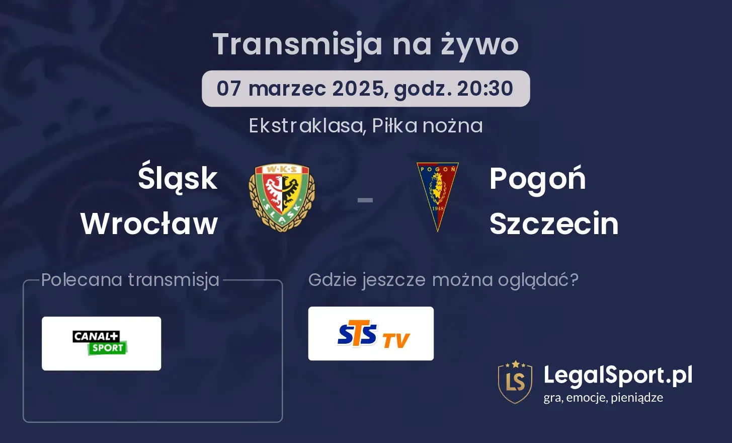 Śląsk Wrocław - Pogoń Szczecin gdzie oglądać?