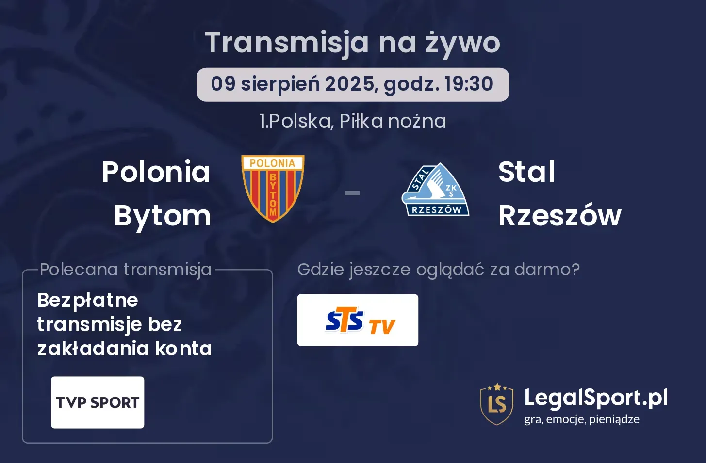 Polonia Bytom - Stal Rzeszów transmisja na żywo