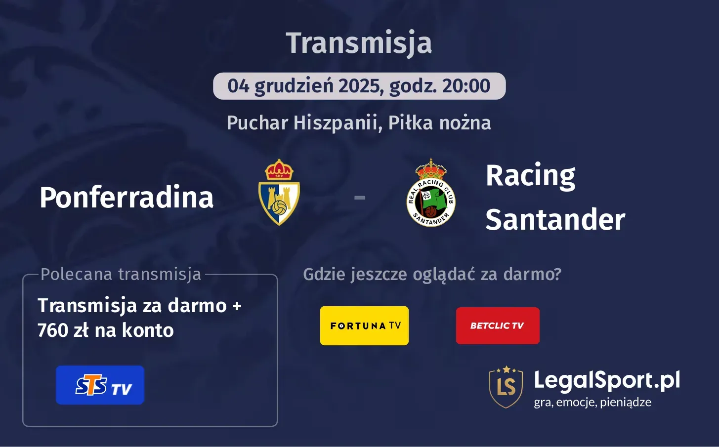 Ponferradina - Racing Santander Transmisje