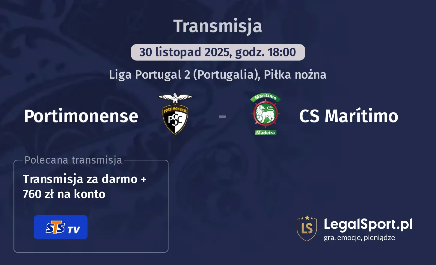 Portimonense - CS Marítimo Transmisje