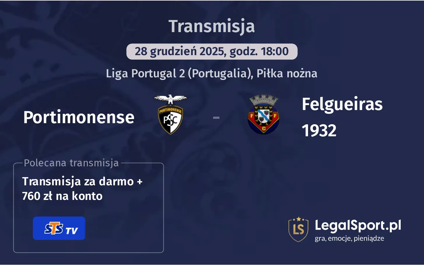 Portimonense - Felgueiras 1932 Transmisje