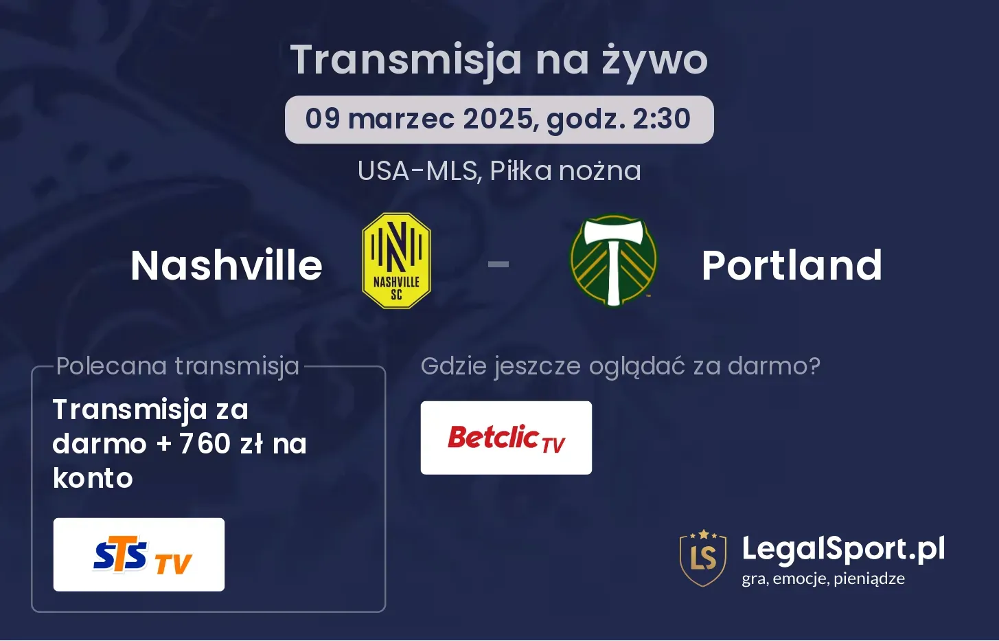 Nashville - Portland gdzie oglądać transmisję?
