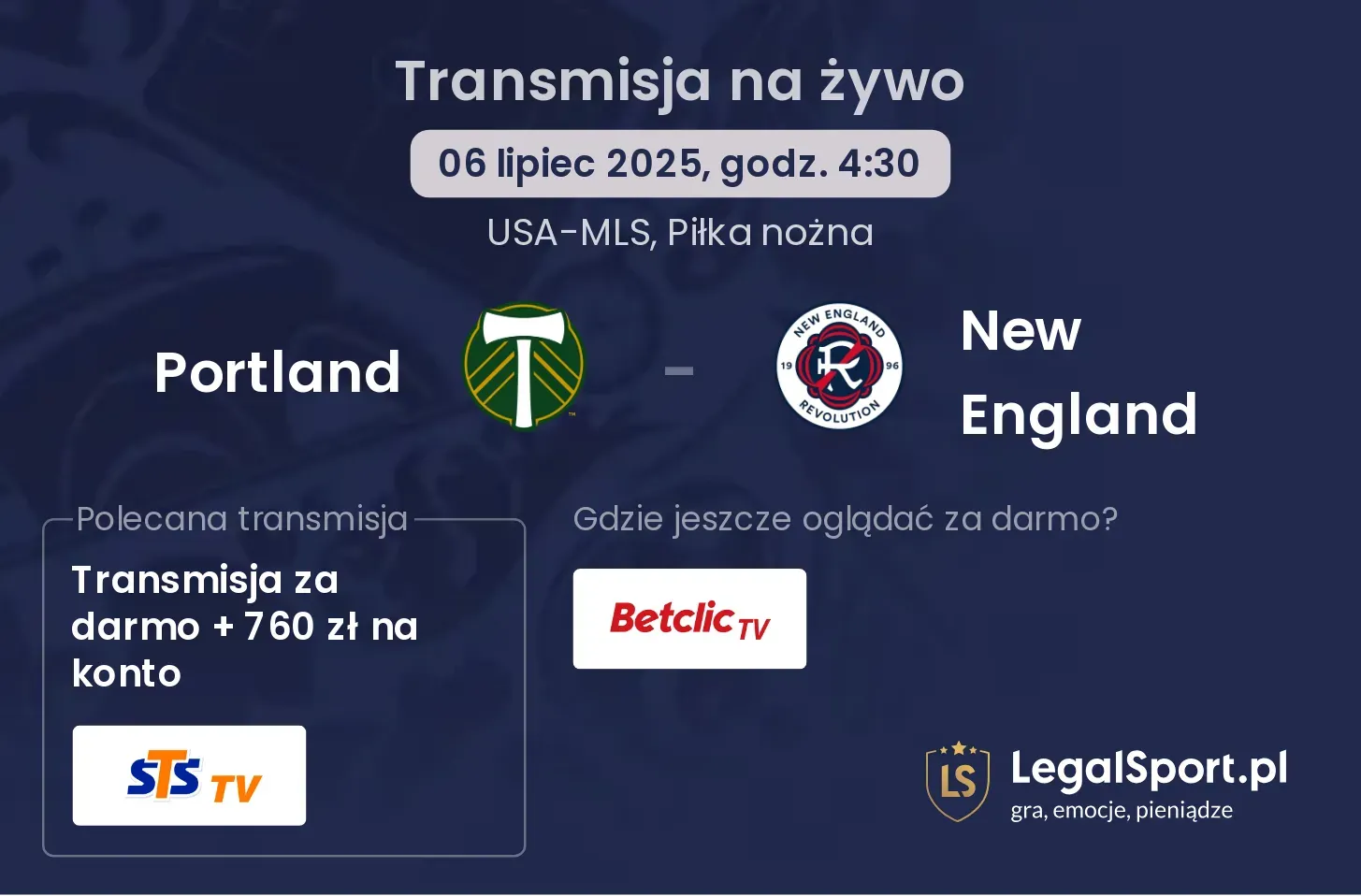 Portland - New England gdzie oglądać?