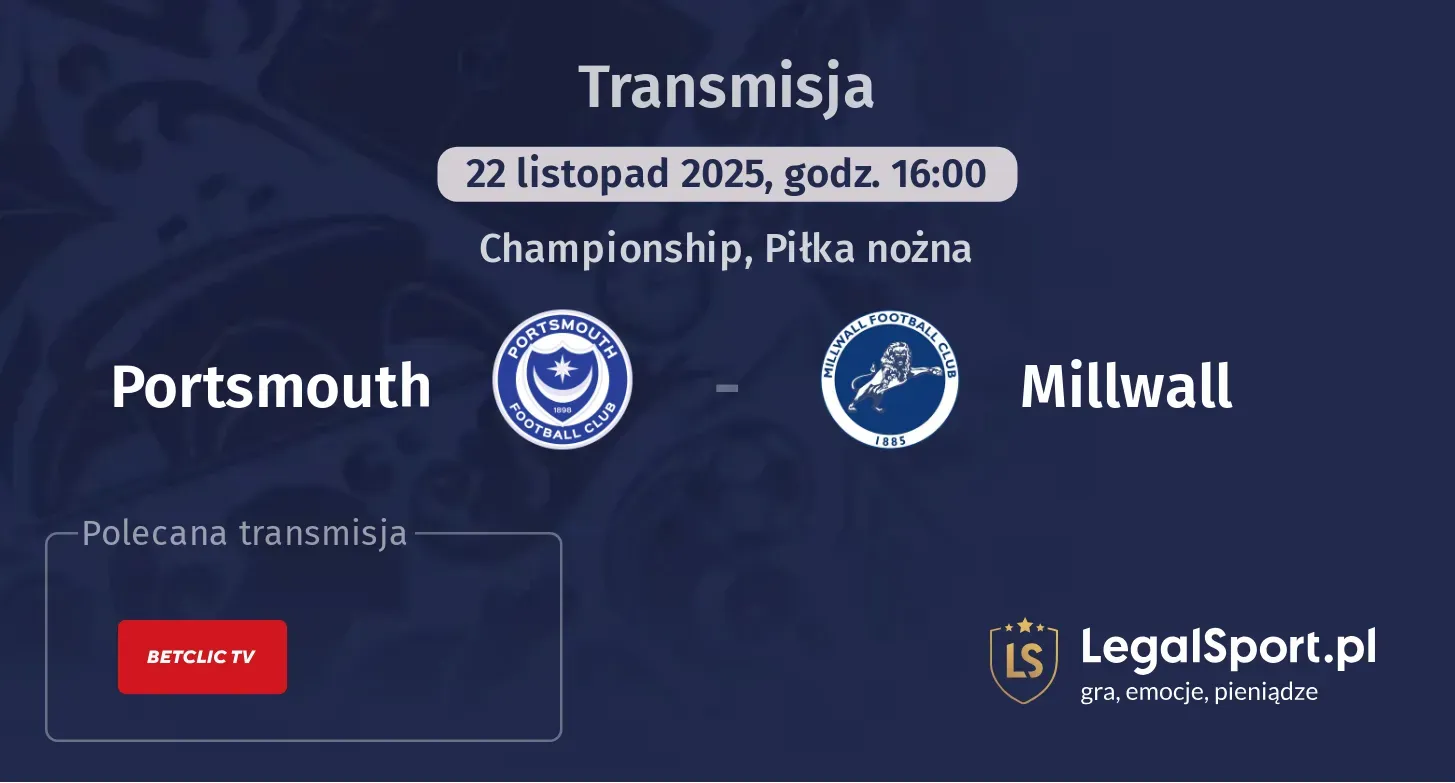 Portsmouth - Millwall Transmisje