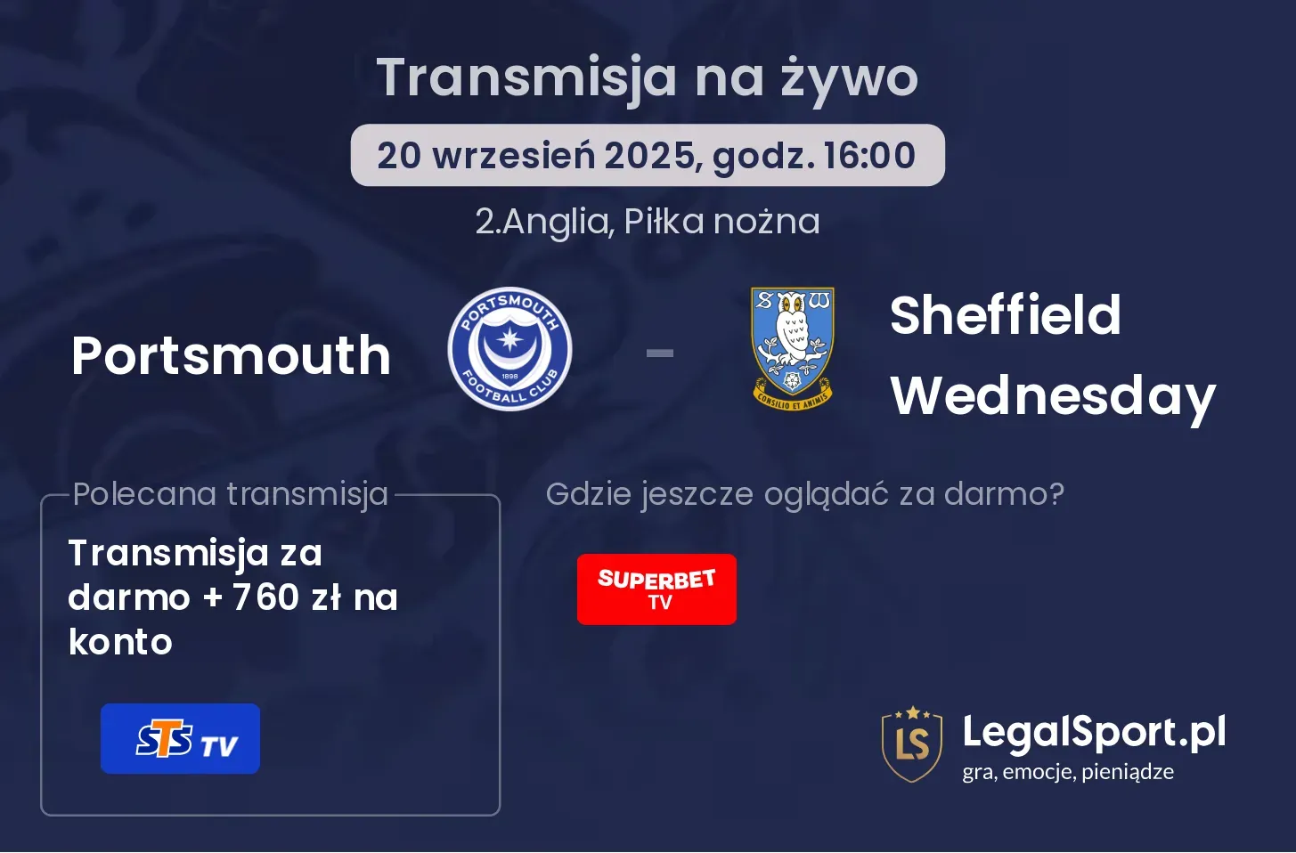 Portsmouth - Sheffield Wednesday gdzie oglądać?