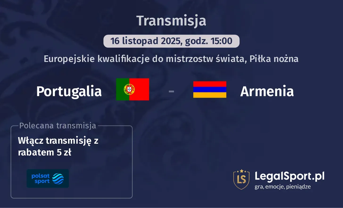 Portugalia - Armenia Transmisje
