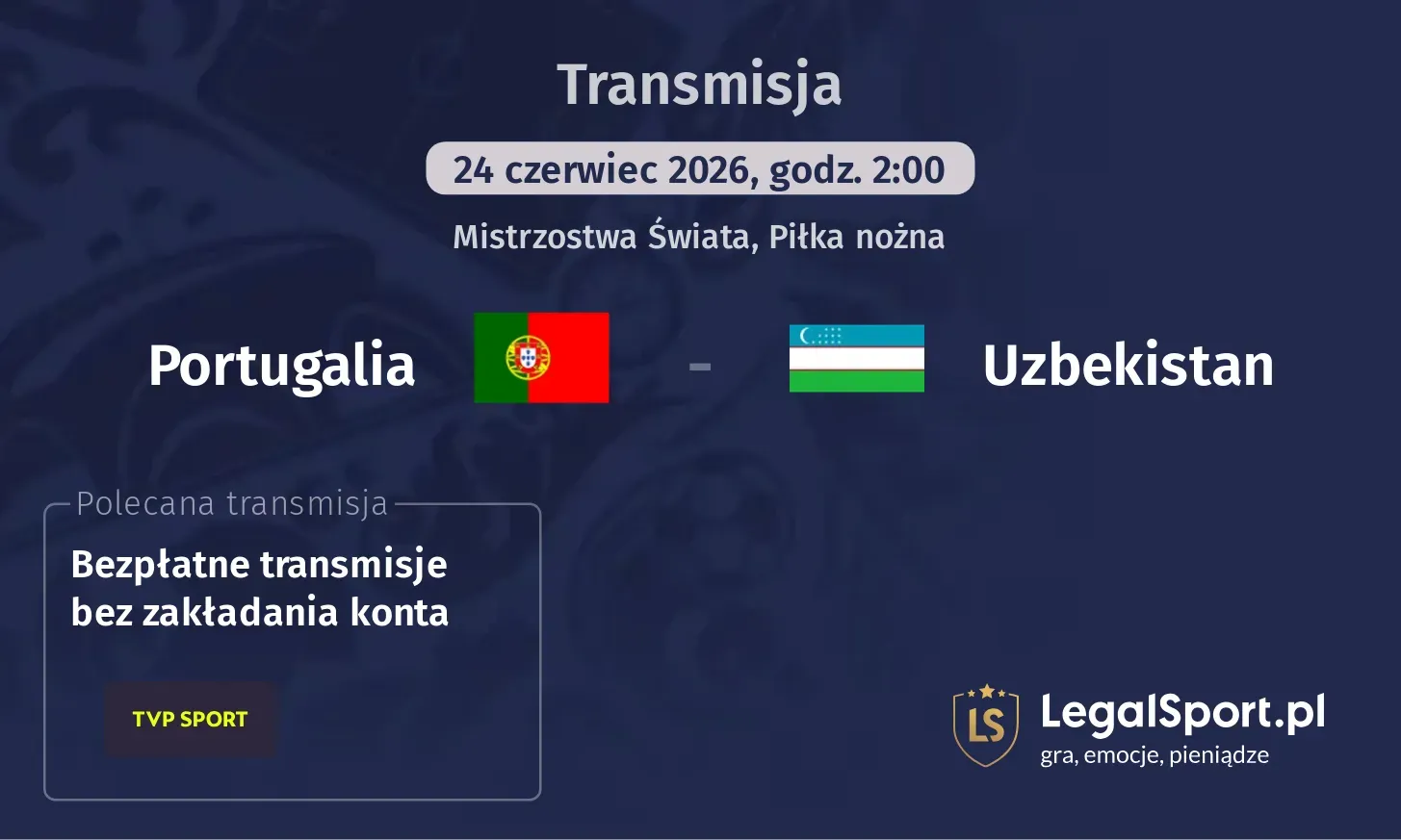 Portugalia - Uzbekistan Transmisje