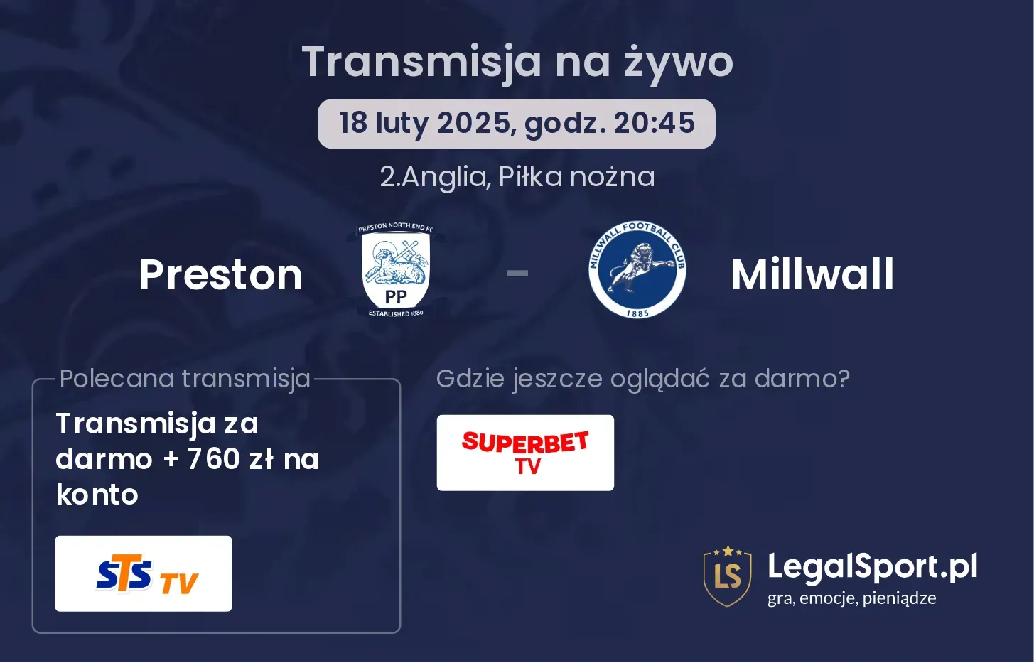 Preston - Millwall gdzie oglądać transmisję?