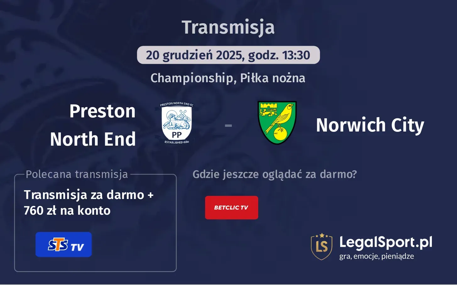 Preston North End - Norwich City Transmisje