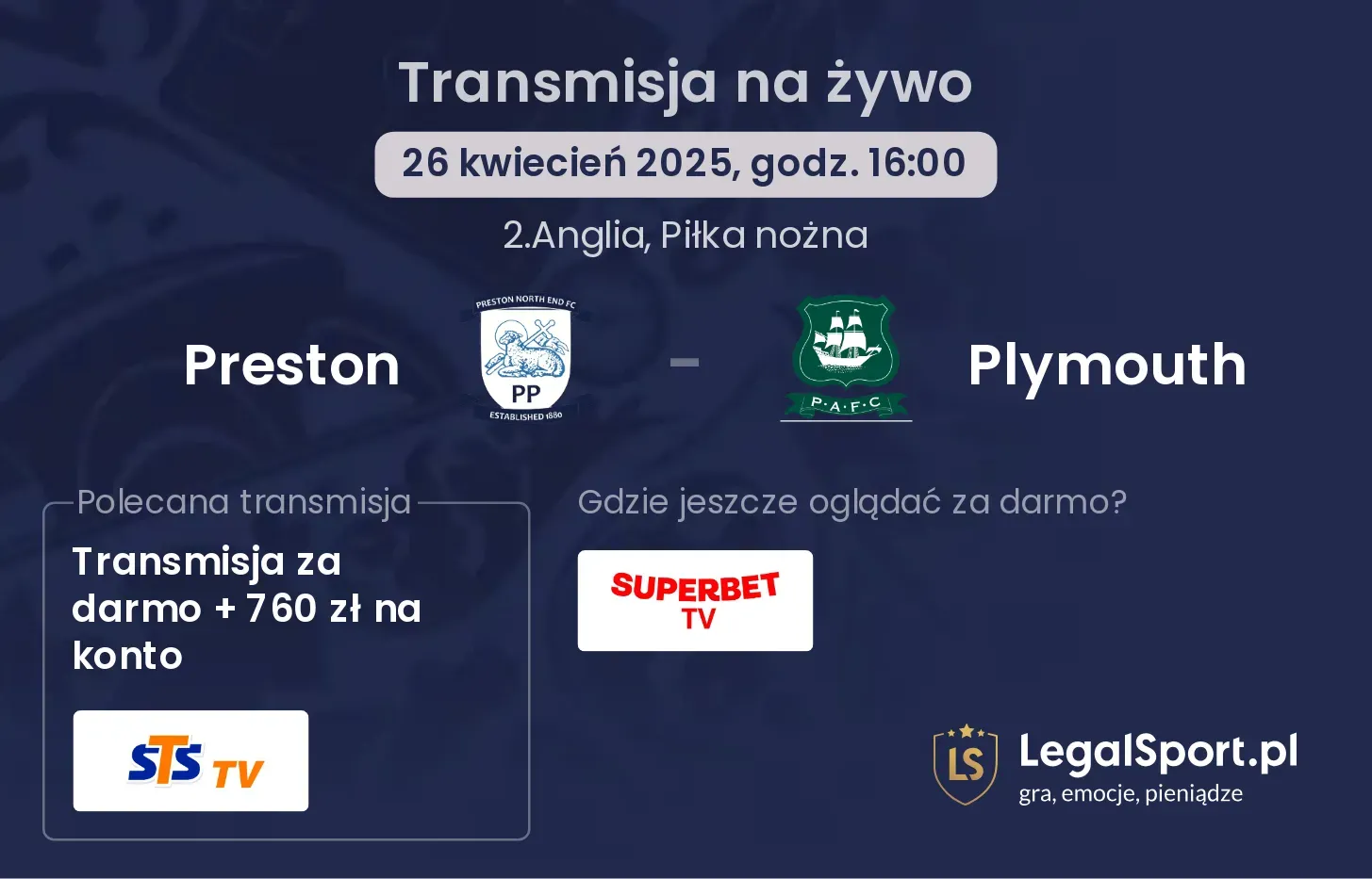 Preston - Plymouth gdzie oglądać transmisję?