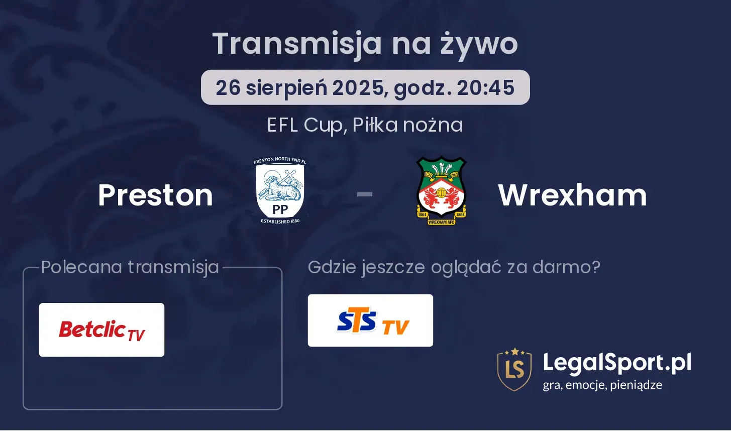Preston - Wrexham transmisja na żywo