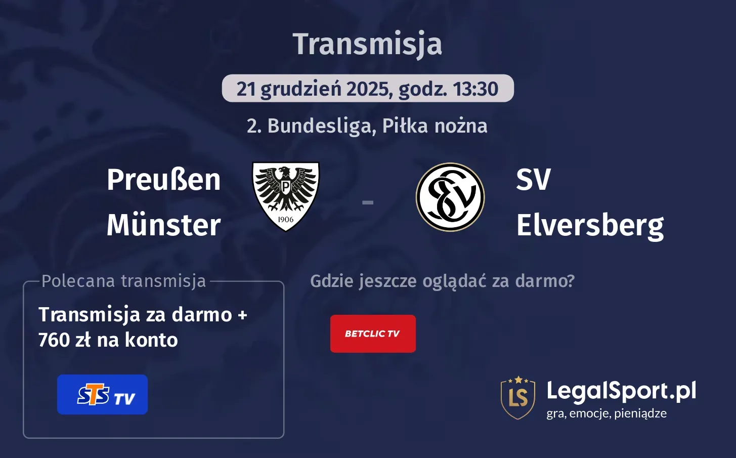 Preußen Münster - SV Elversberg Transmisje