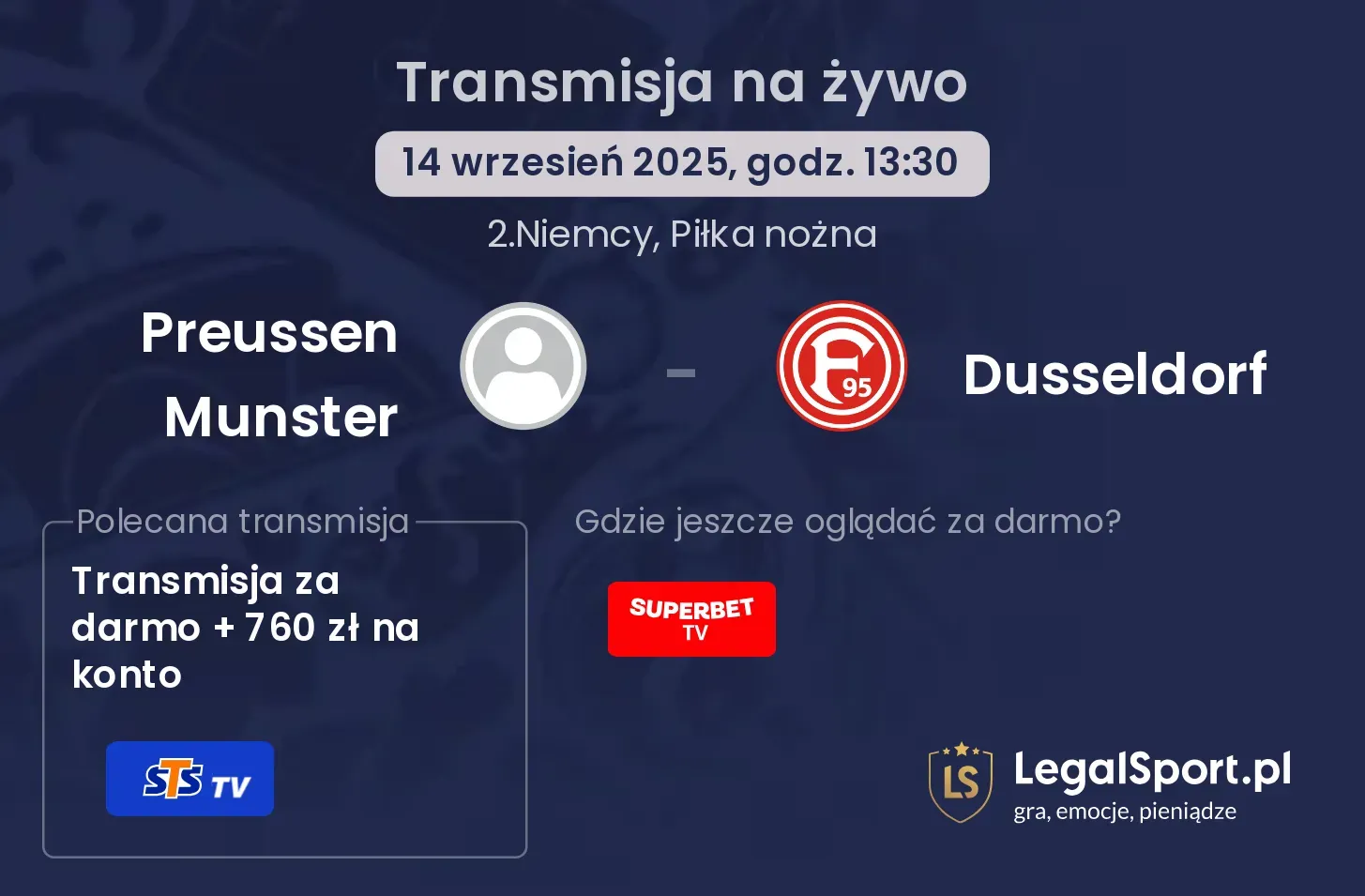 Preussen Munster - Dusseldorf gdzie oglądać?