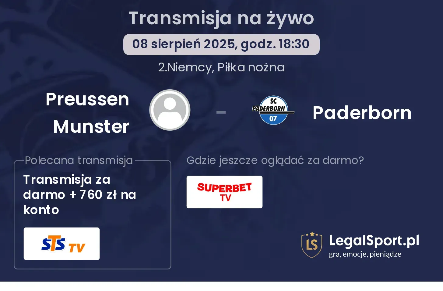 Preussen Munster - Paderborn transmisja na żywo