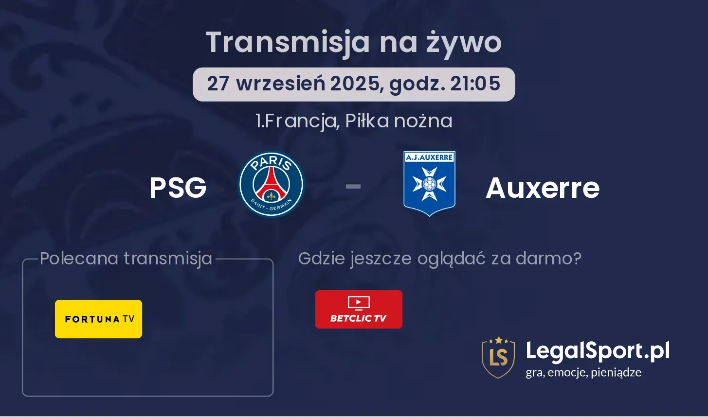 PSG - Auxerre transmisja na żywo