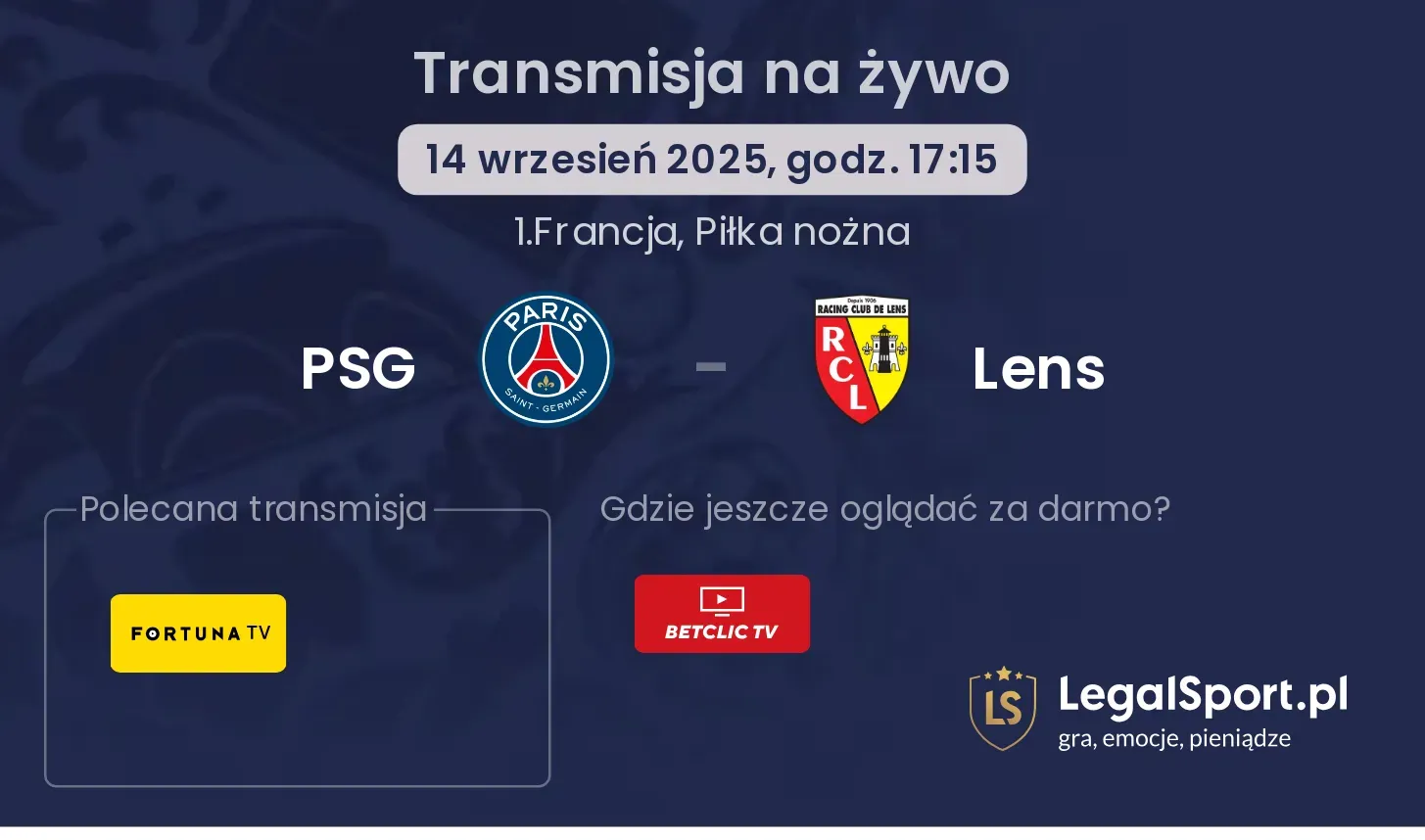 PSG - Lens transmisja na żywo