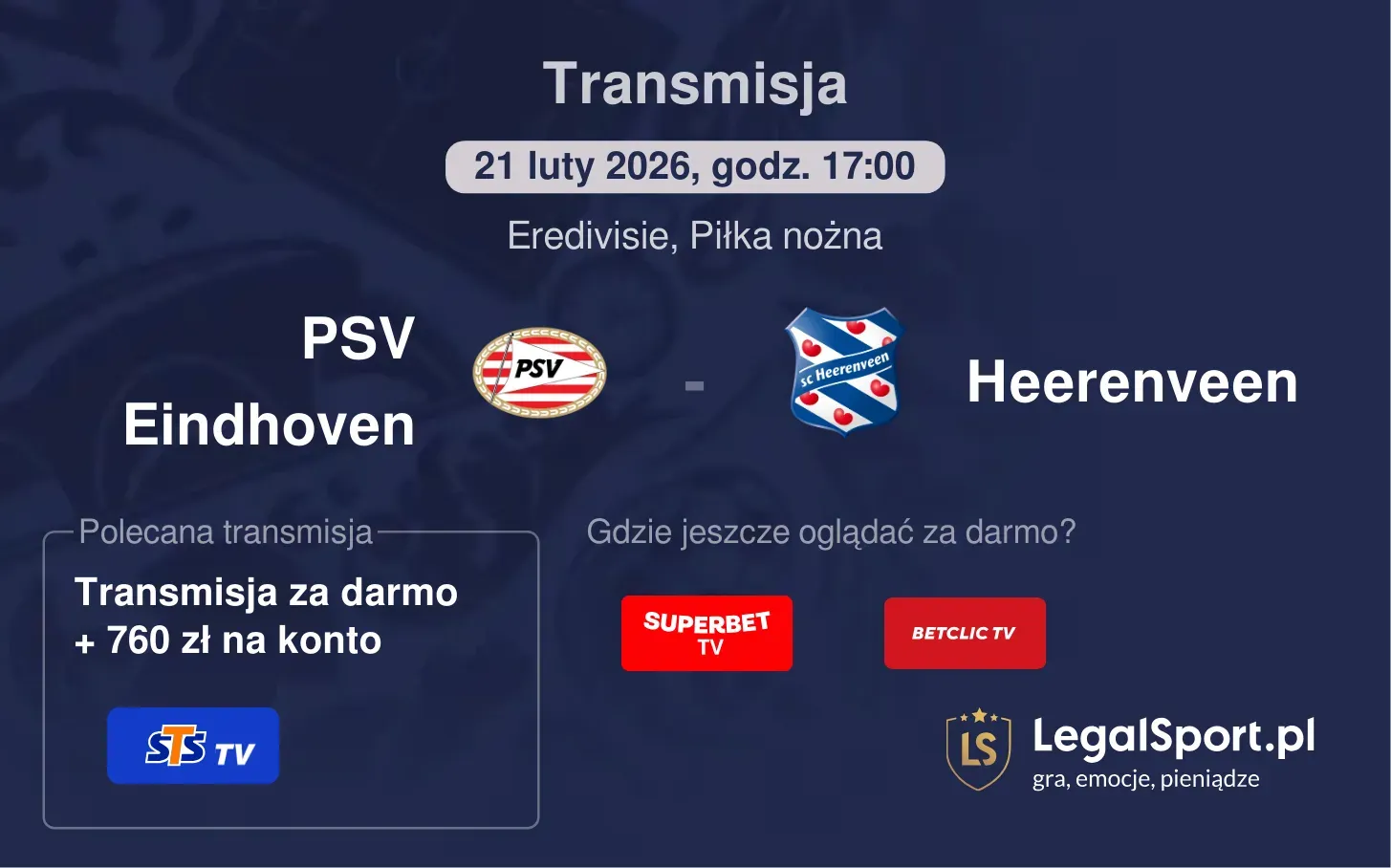 PSV Eindhoven - Heerenveen Transmisje