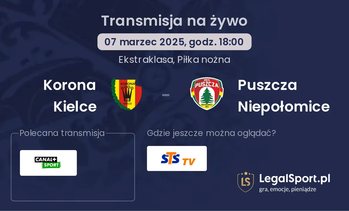 Korona Kielce - Puszcza Niepołomice gdzie oglądać?