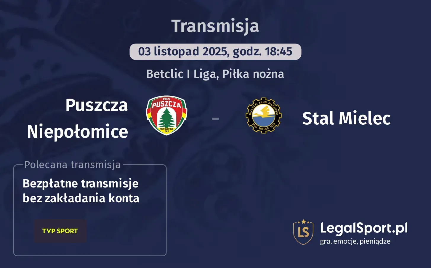 Puszcza Niepołomice - Stal Mielec Transmisje