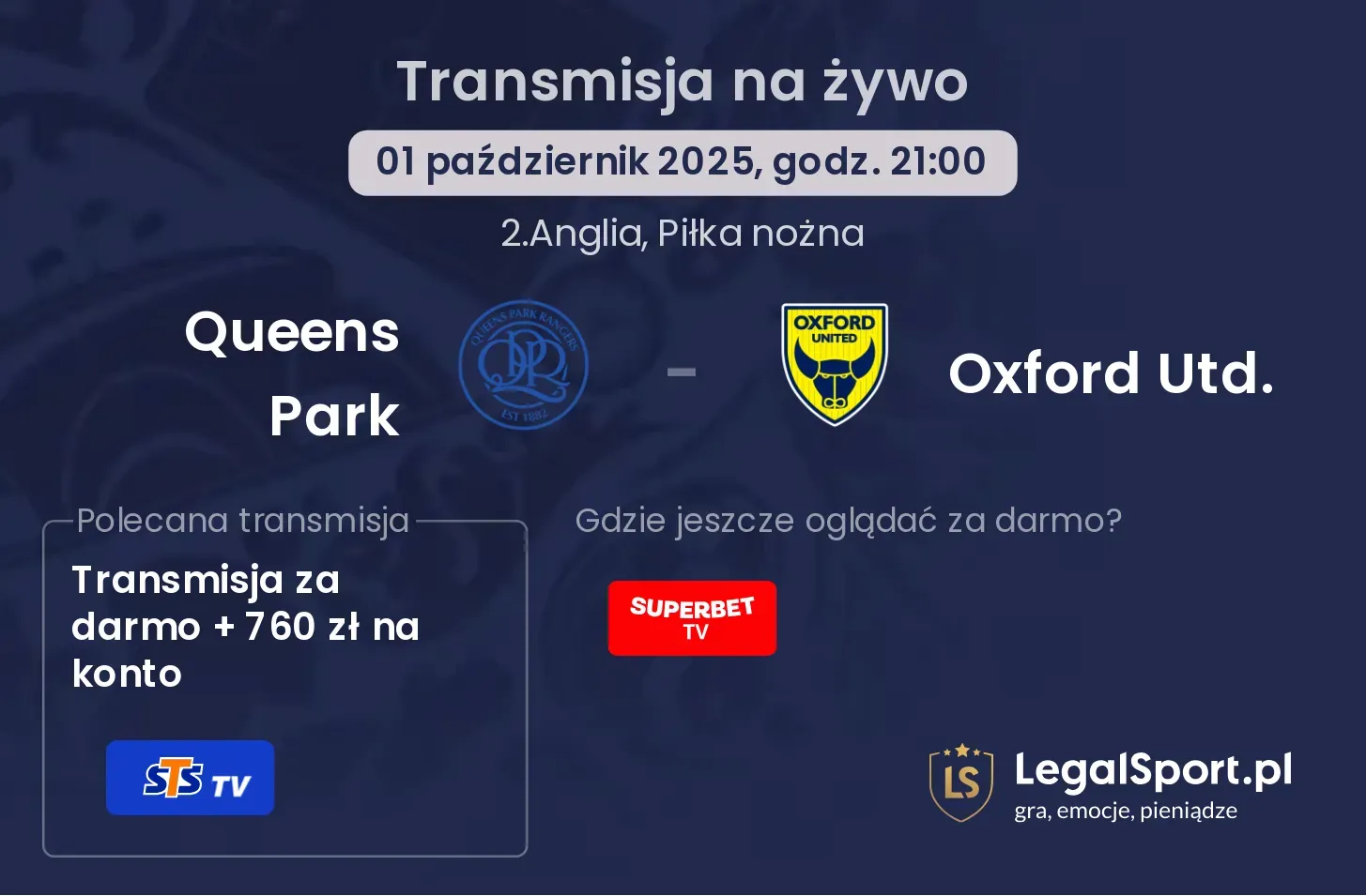 Queens Park - Oxford Utd. transmisja na żywo