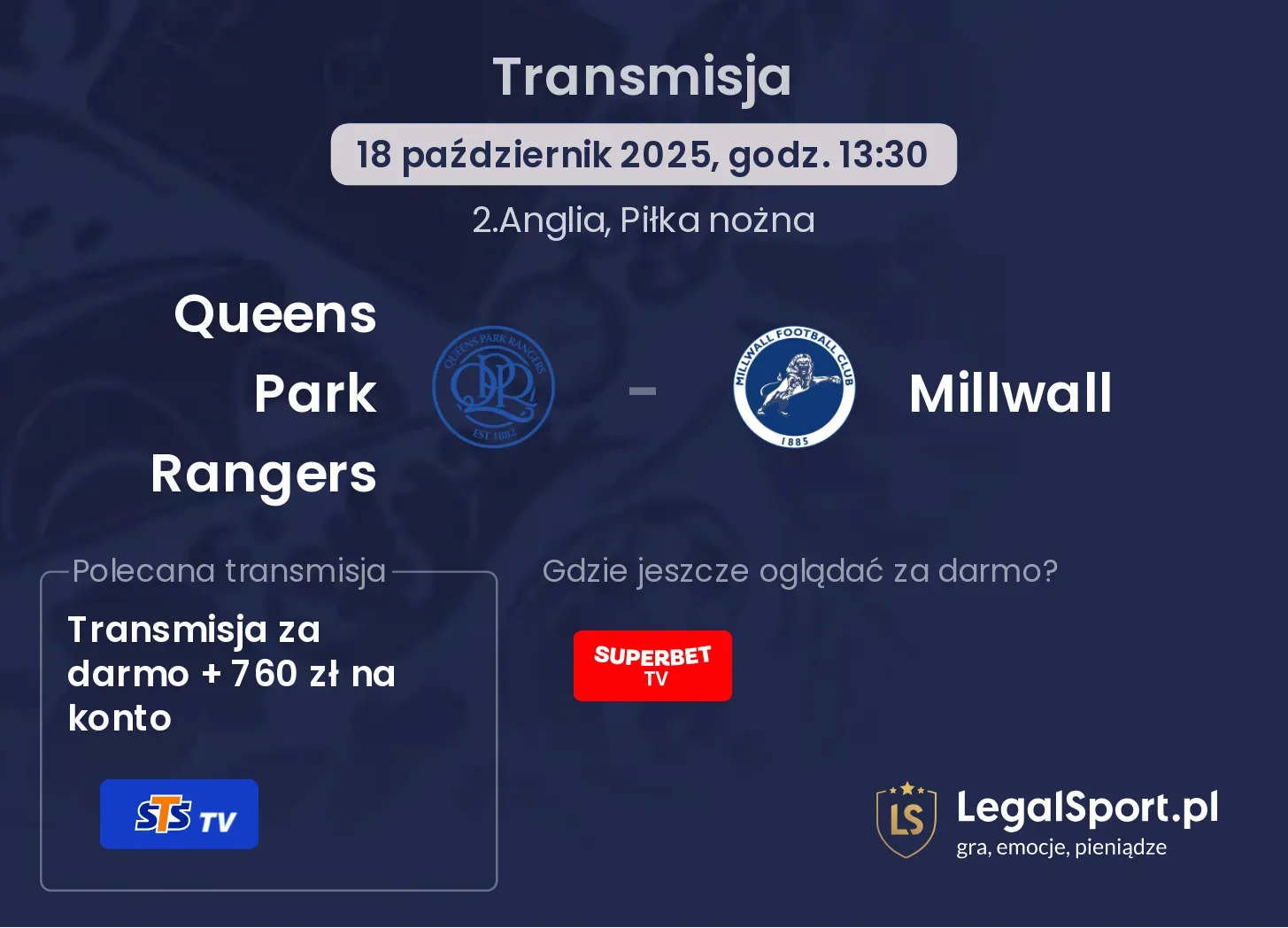 Queens Park Rangers - Millwall Transmisje