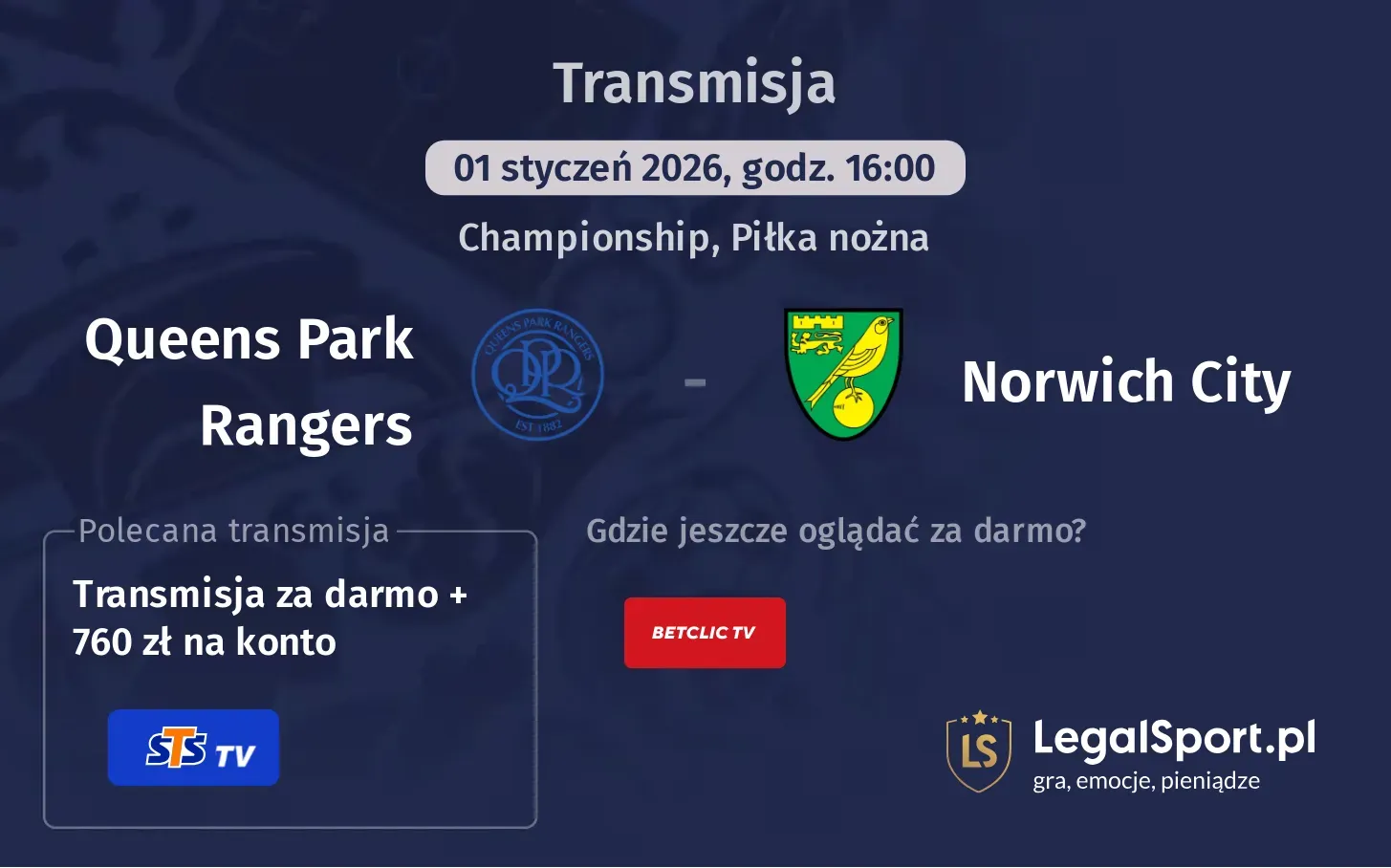 Queens Park Rangers - Norwich City Transmisje
