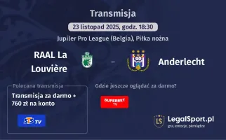 RAAL La Louvière - Anderlecht gdzie oglądać? (23.11)