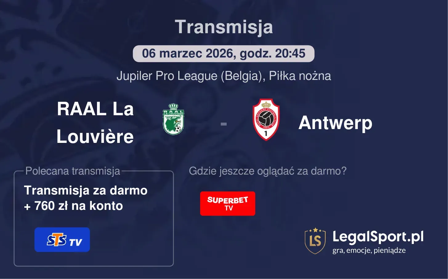 RAAL La Louvière - Antwerp Transmisje