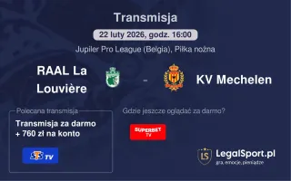 RAAL La Louvière - KV Mechelen gdzie oglądać? (22.02)