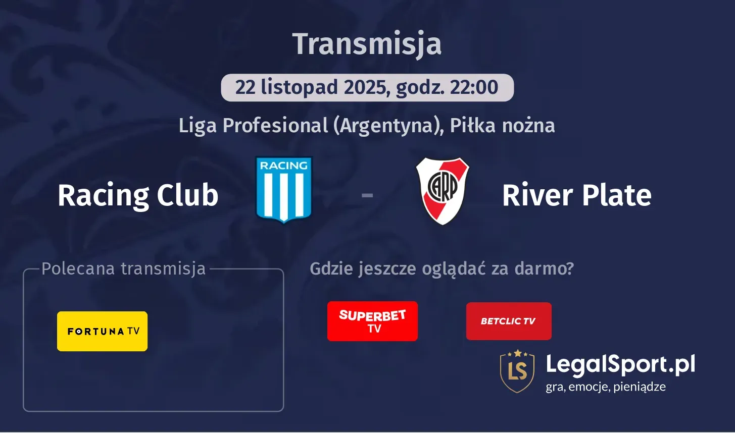 Racing Club - River Plate Transmisje