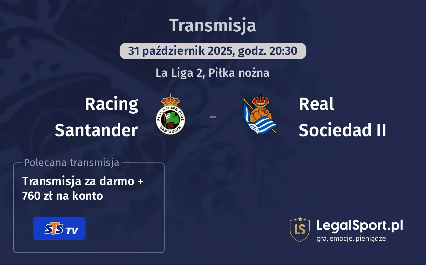 Racing Santander - Real Sociedad II Transmisje