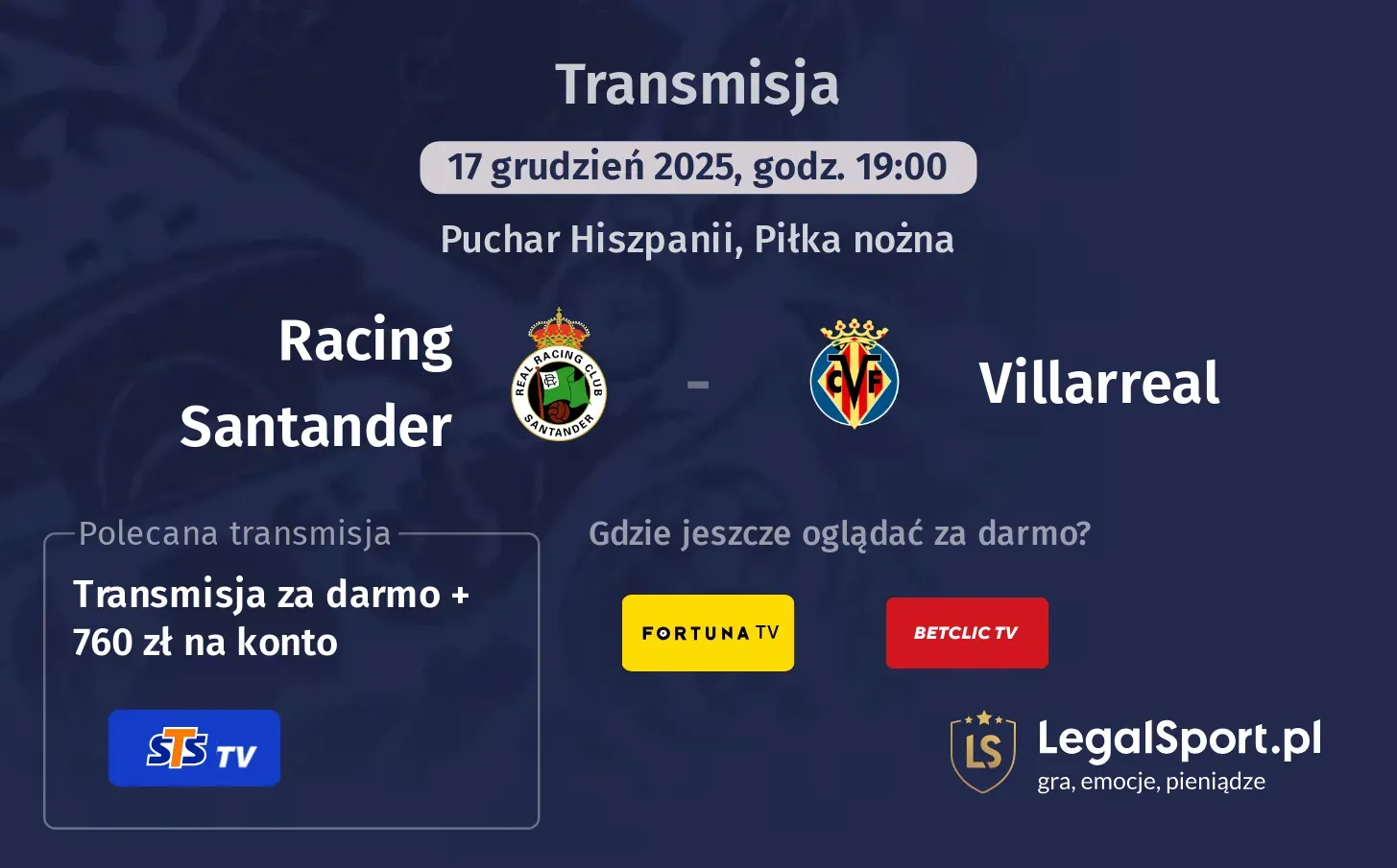 Racing Santander - Villarreal Transmisje