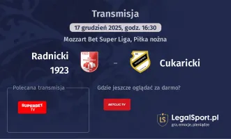 Radnicki 1923 - Cukaricki gdzie oglądać (17.12.2025)