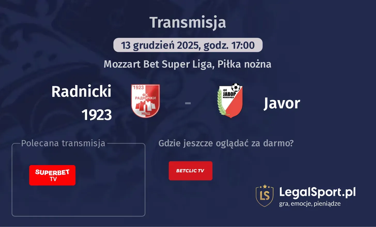 Radnicki 1923 - Javor Transmisje