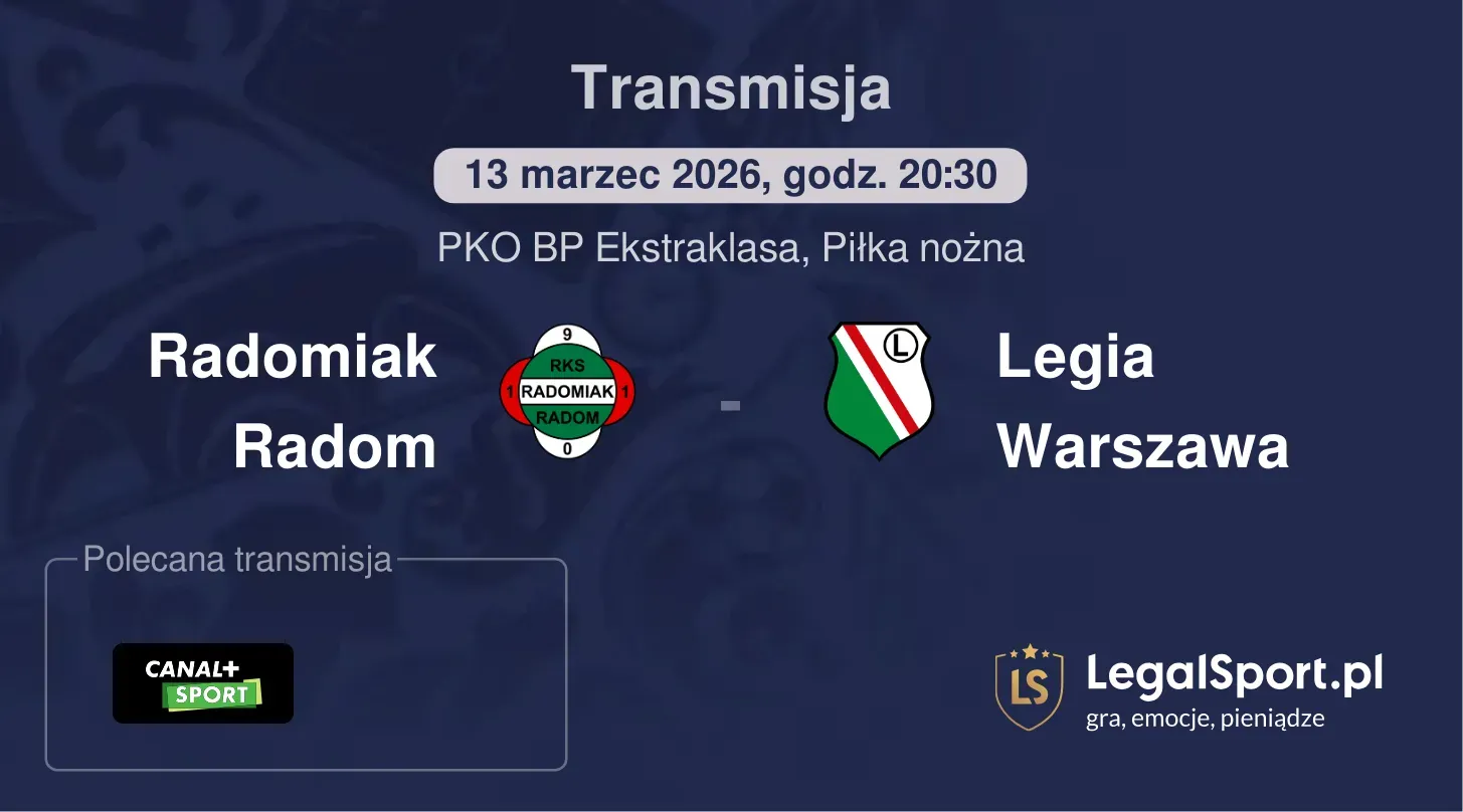 Radomiak Radom - Legia Warszawa Transmisje