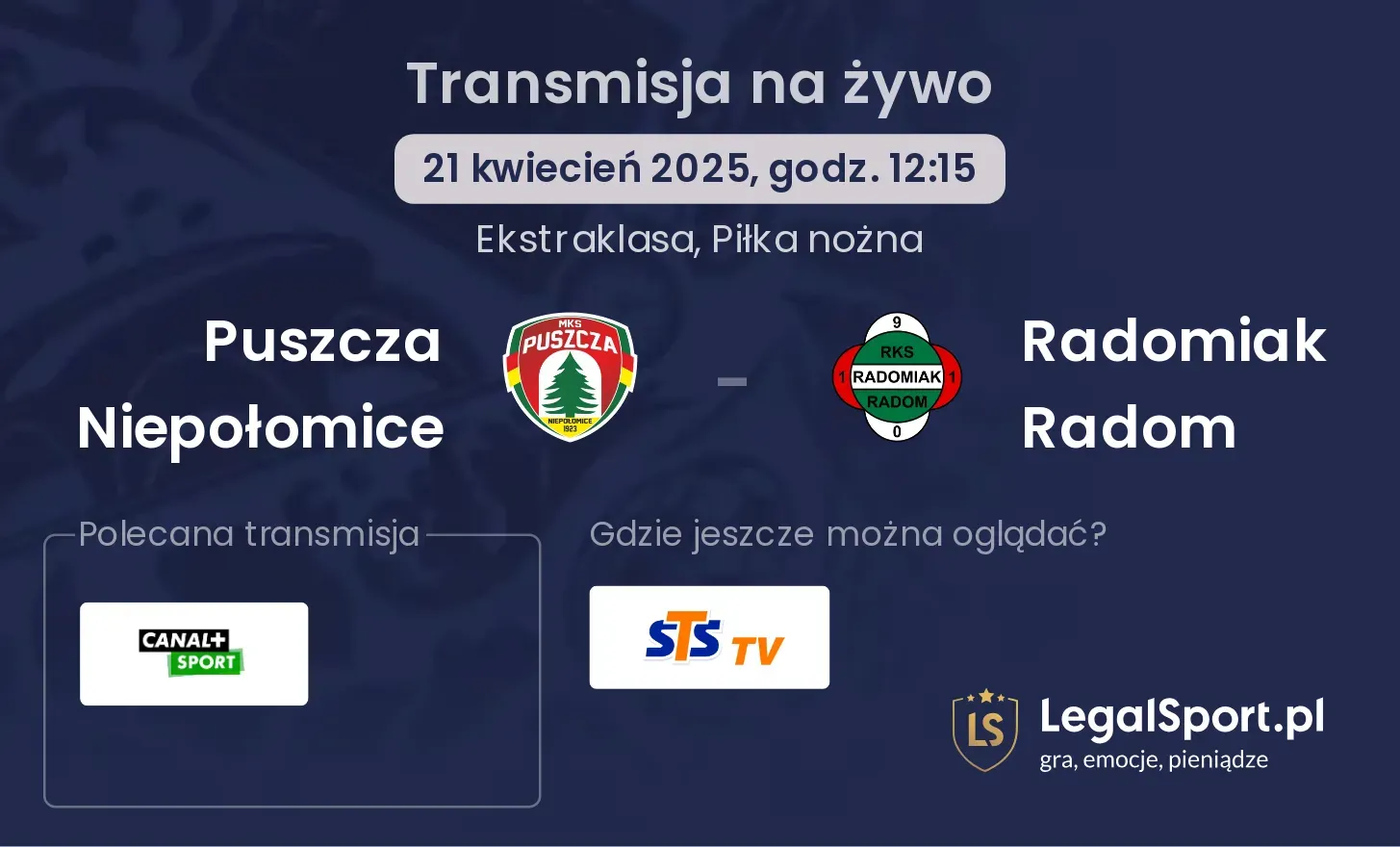 Puszcza Niepołomice - Radomiak Radom gdzie oglądać?