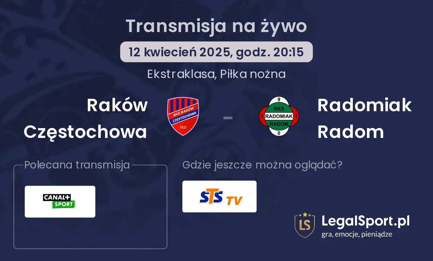 Raków Częstochowa - Radomiak Radom gdzie oglądać?